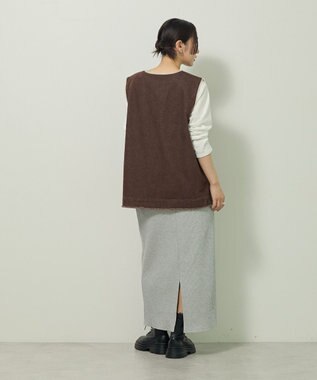 Green Parks フリンジ付きデニムベスト Brown