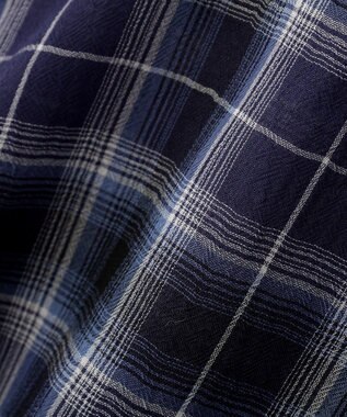 earth music&ecology チェックラッフルブラウス Navy