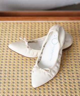 nouvelleRobe Oū 新色追加【本革・高反発】Pointed ポインテッドトゥ バレエシューズ ホワイト