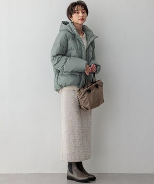 23区 L 【洗える/撥水加工】シレータフタ コンパクト ダウンコート モスグリーン系