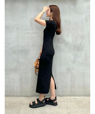 Green Parks リブニットワンピース Black