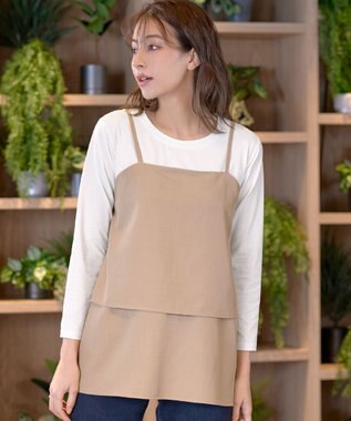 Tiaclasse 【洗える】リボンキャミドッキングカットソートップス ベージュ