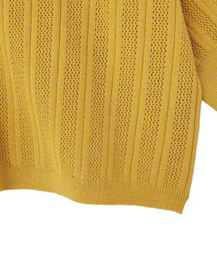YECCA VECCA ストライプメッシュニットカーディガン Yellow
