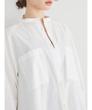 AMERICAN HOLIC ラグランＷポケットオーバーシャツチュニック Off White