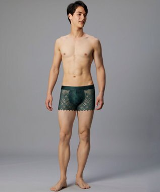 WACOAL MEN WACOAL MEN ボクサーパンツ 【レースボクサー】 フロント快適グラマラス 通気性(本体) 前閉じ 下着 メンズ WT3828 /ワコールメン グリーン