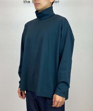 KASHIYAMA 【シルケット加工】コットンタートルネックカットソー ディープグリーン