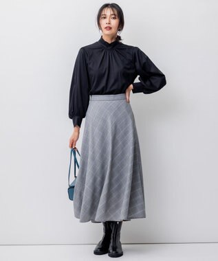 23区 S 【洗える】ハイネック フォルム ロングTシャツ ブラック系