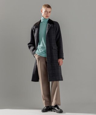 JOSEPH HOMME ニードルパンチグレンチェック　シングルブレストトレンチコート ネイビー系3