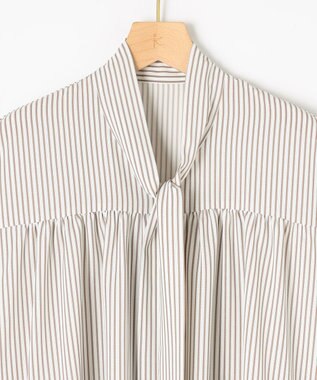 組曲 ライトデシンボウタイ ブラウス ベージュストライプ系1