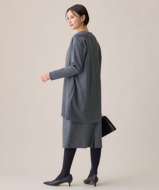 自由区 【洗える】ウールニットコンビジャージー ライトアウター グレー系