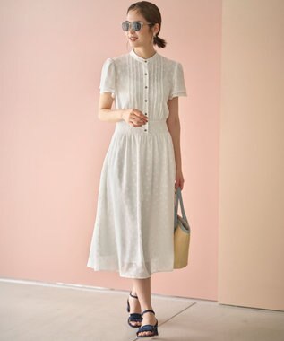 組曲 L 【WEB限定】フラワーポイントシフォン ワンピース アイボリー系