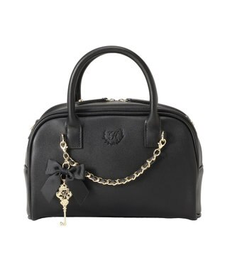 Maison de FLEUR チャーム付きスクエアボストンバッグ Black