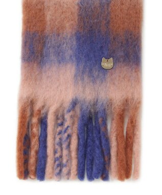 MOONBAT PAUL&JOE ACCESSOIRES(ポール&ジョー) ボリュームマフラー ブロックチェック ネイビーブルー