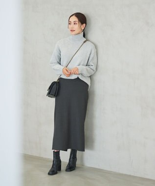 #Newans 【セレモニーにも】〈亀恭子さんコラボ〉美シルエットロングタイトスカート グレー