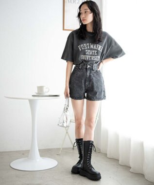 WEGO デニム台形ショートパンツ ブラックその他