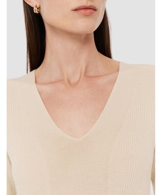 JOSEPH 【洗える】ファインリブメリノ　ショートスリーブニット Quail