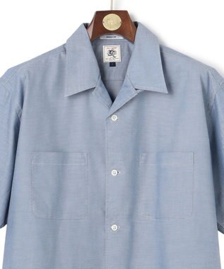 J.PRESS MEN 【AaronChang】【UNISEX】コットンダンガリー オープンカラーシャツ / Baggy-Fit ブルー系