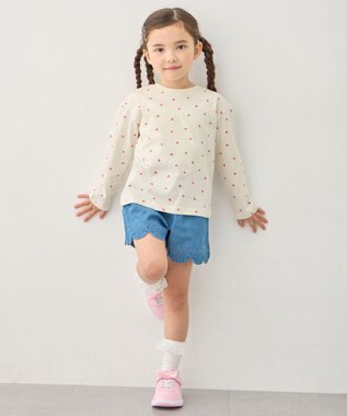 ANY KIDS 【一部店舗/WEB限定】【綿100%】プリント 長袖Tシャツ エクリュ×ハート