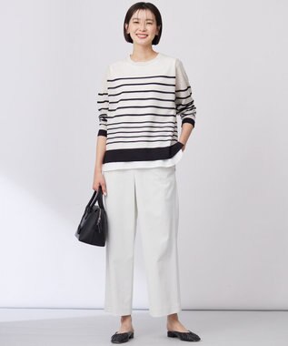 J.PRESS LADIES 【WEB限定・洗える】Vis/Peスパーク シアー ボーダー ニット ナチュラル×ブラック系