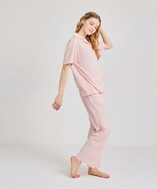 une nana cool 【綿100%】スビン天竺 半袖開襟パジャマ MADE WITH LIBERTY FABRIC ピンク