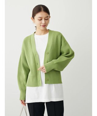 Green Parks スポンディシュ畦編みショート丈カーディガン Green