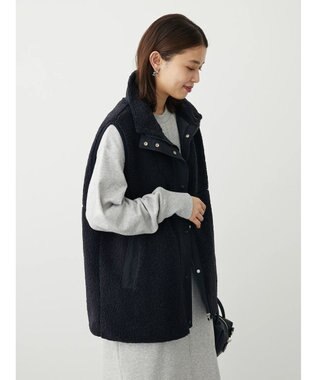 Green Parks ボアミドル丈ベスト Black