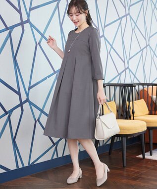 Tiaclasse L ボックスタックAラインワンピース グレー