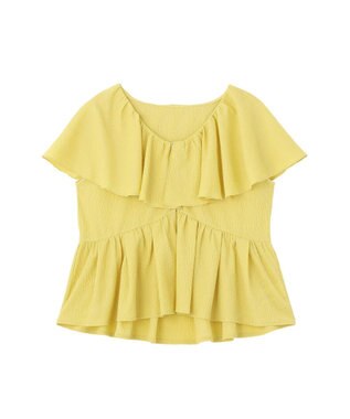 earth music&ecology ラッフルカラーペプラムカットブラウス Yellow