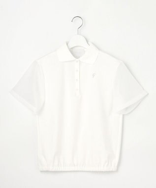 23区GOLF 【23Fondation/WOMEN】シアー袖 ニットポロ ホワイト系