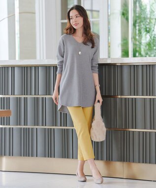 Tiaclasse 【安田美沙子さん着用・新色追加・洗える】ラウンドヘムニットチュニック グレー