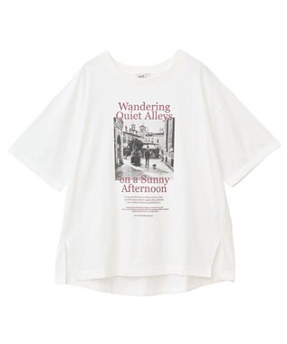 earth music&ecology 【接触冷感】アソートプリントレギュラースリットＴｅｅ Off White