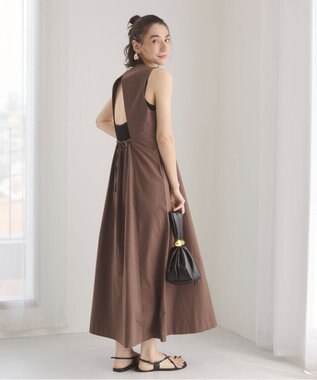 WEGO 【ANGIE VINTAGE】バックオープンノースリーブワンピース ダークブラウン