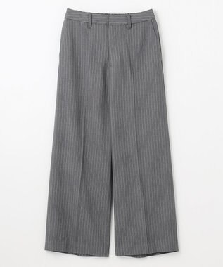 ANY L 【洗濯機可/ウエストゴム/２ＷＡＹストレッチ】ワイドパンツ グレーストライプ
