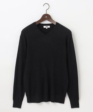 JOSEPH ABBOUD 【チクチクしない/イージーケア/3シーズン対応】 コンフォート Ｖネック セーター ブラック系