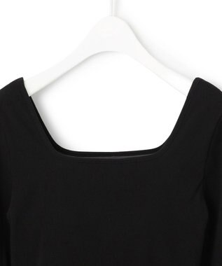 ICB 【洗える】【OUR WACOAL コラボ】カップイン スクエアネックロングTシャツ ブラック系