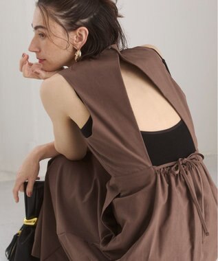 WEGO 【ANGIE VINTAGE】バックオープンノースリーブワンピース ダークブラウン