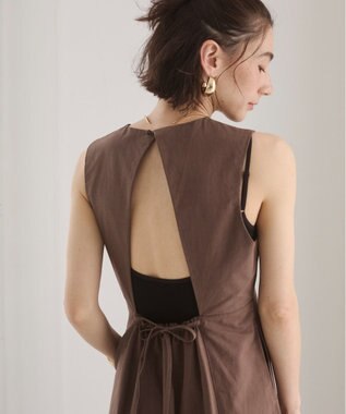WEGO 【ANGIE VINTAGE】バックオープンノースリーブワンピース ダークブラウン