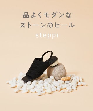 steppi 【一部店舗限定 / 洗える】ストーン ヒールサンダル ブラック