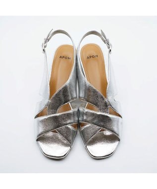 APOM モールドウエッジアシンメトリースリングバックサンダル45 シルバー