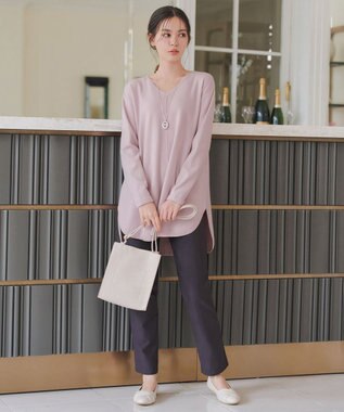 Tiaclasse 【安田美沙子さん着用・新色追加・洗える】ラウンドヘムニットチュニック ラベンダー