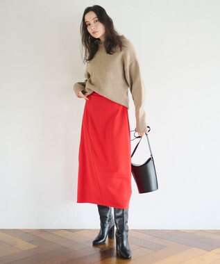 #Newans ラウンドステッチスカート レッド