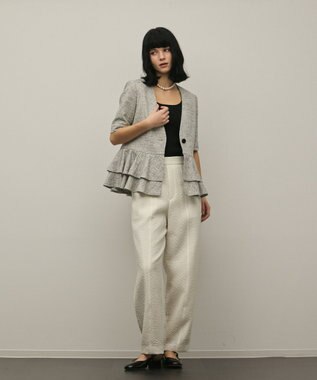 GRACE CONTINENTAL ペプラムツイードジャケット グレー