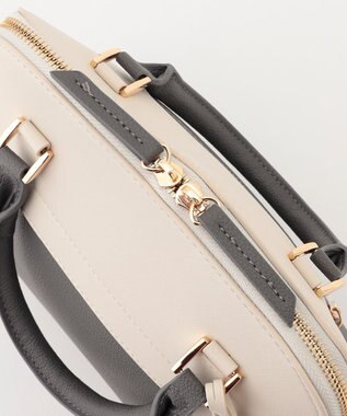 組曲 【ショルダーベルト付き】ボストンハンドバッグ グレー系