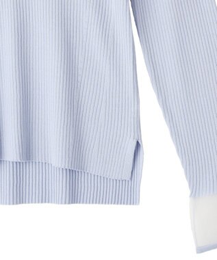 YECCA VECCA 袖口シアーリブニット Sax