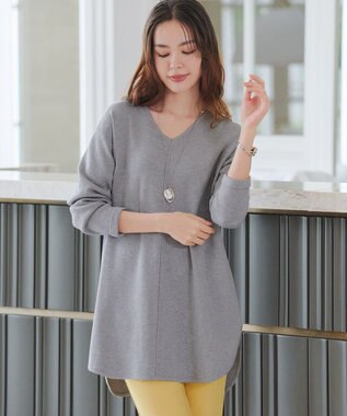 Tiaclasse 【安田美沙子さん着用・新色追加・洗える】ラウンドヘムニットチュニック グレー