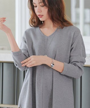 Tiaclasse 【安田美沙子さん着用・新色追加・洗える】ラウンドヘムニットチュニック グレー