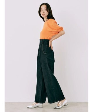 earth music&ecology フロントジップデニムパンツ Indigo