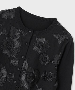 GRACE CONTINENTAL サテンコードニットカーディガン ブラック