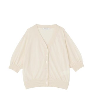 AMERICAN HOLIC 5分袖シアーVネックニットカーディガン Ivory