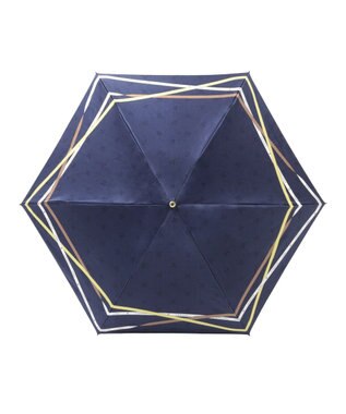 MOONBAT ランバン オン ブルー (LANVIN en Blue) 折りたたみ傘 サテンプリント ロゴアーチ ネイビーブルー